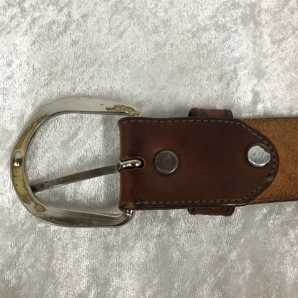 Justin Tooled Belt Outdoorsman Western Cowhide Leather Embossed Hunting Fishing - Picture 14 of 15